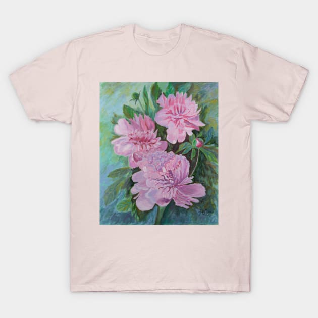 Pink peonies T-Shirt by Anton Liachovic